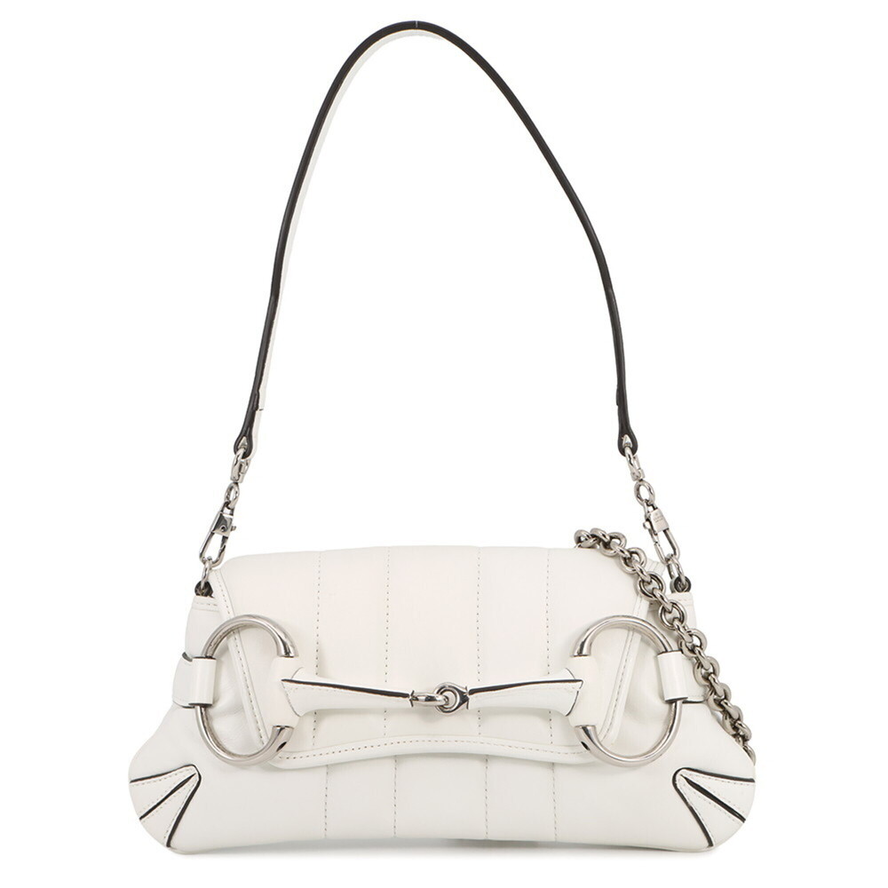 Gucci Horsebit Small Leather Handbag 764339 GUCCI 2-way White for Women